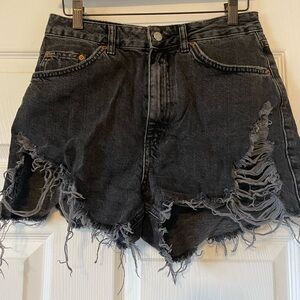 Topshop Distressed High Waist Short